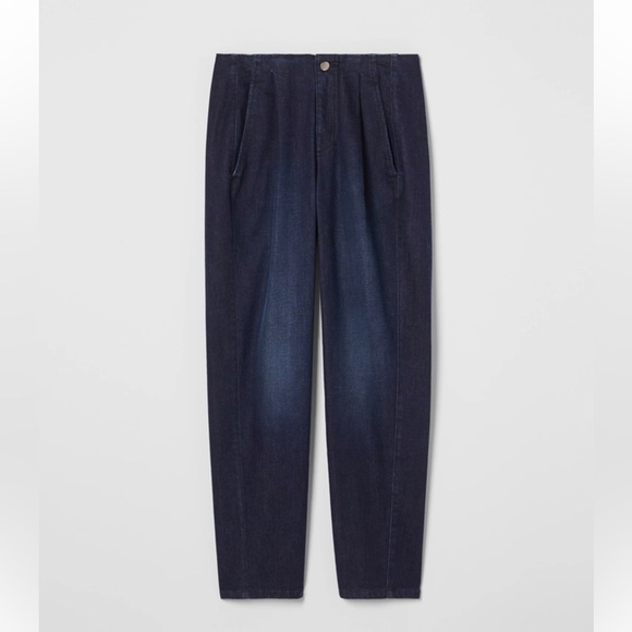 EILEEN FISHER Organic Cotton Stretch Tapered Pant In Utility Blue Size 8 - Picture 3 of 11